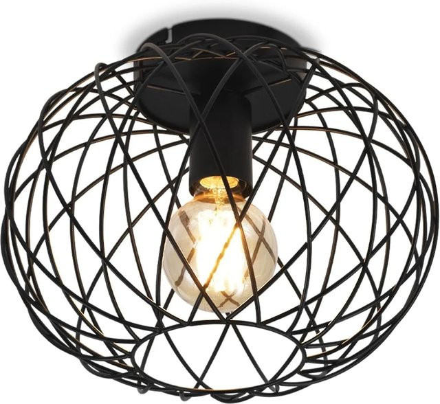 NETTLIFE Deckenleuchte aus Metall in Schwarz, runde Industrie-Leuchte für Wohnzimmer, Schlafzimmer oder Küche, Durchmesser: 30 cm - Bild 1