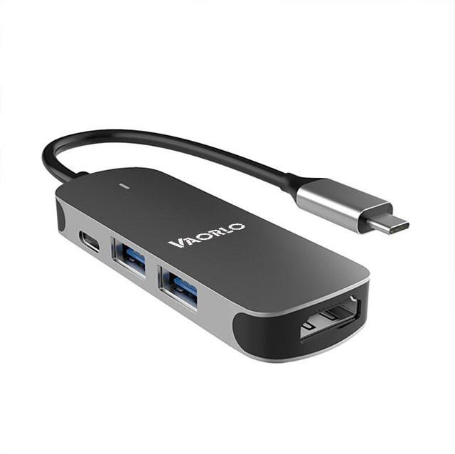 VAORLO 4 in 1 USB-C Dockingstation mit HDMI, USB 3.0 und PD Schnellladefunktion für Laptops und Smartphones, Schwarz - Bild 1