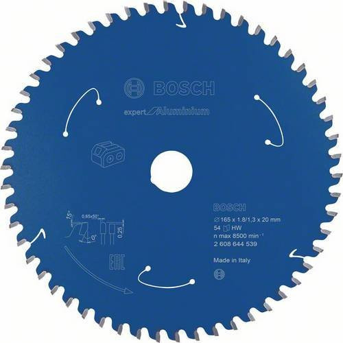 Bosch Expert Kreissägeblatt für Aluminium, Metall, Kunststoff und Holz, Carbide Tipped, Farbe: Blau, Durchmesser: 165 mm, Bohrung: 20 mm, Zähneanzahl: 54 - Bild 1