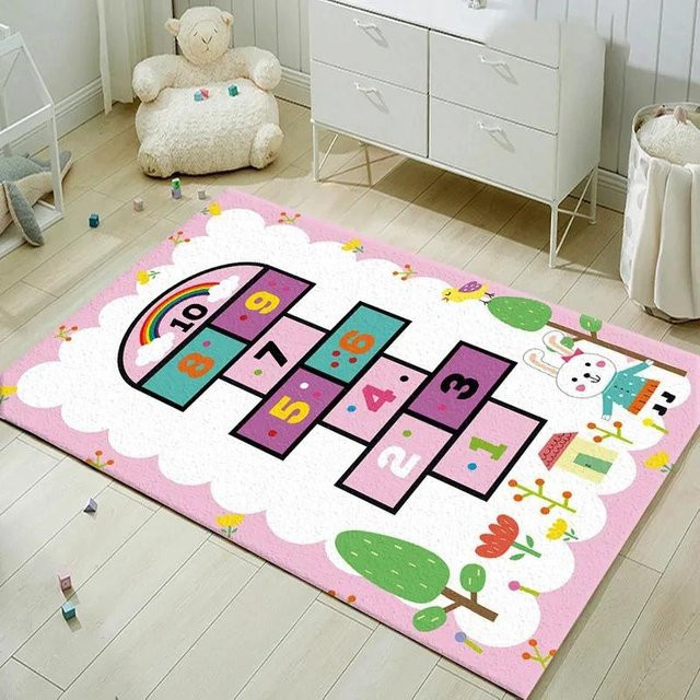 Wucifang Jewelry Pädagogischer Hüpfspiel-Zahlen Teppich für Kinder, Rutschfeste Spielmatte aus Polyester, Mehrfarbig, B/T: 150 x 100 cm - Bild 1