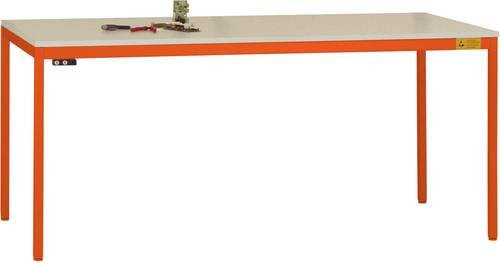 Manuflex UNIDESK ESD-Arbeitstisch LD1913.2001 mit Kautschukplatte, Gestell Rotorange RAL 2001, B/T/H: 160 x 80 x 72-73 cm - Bild 1