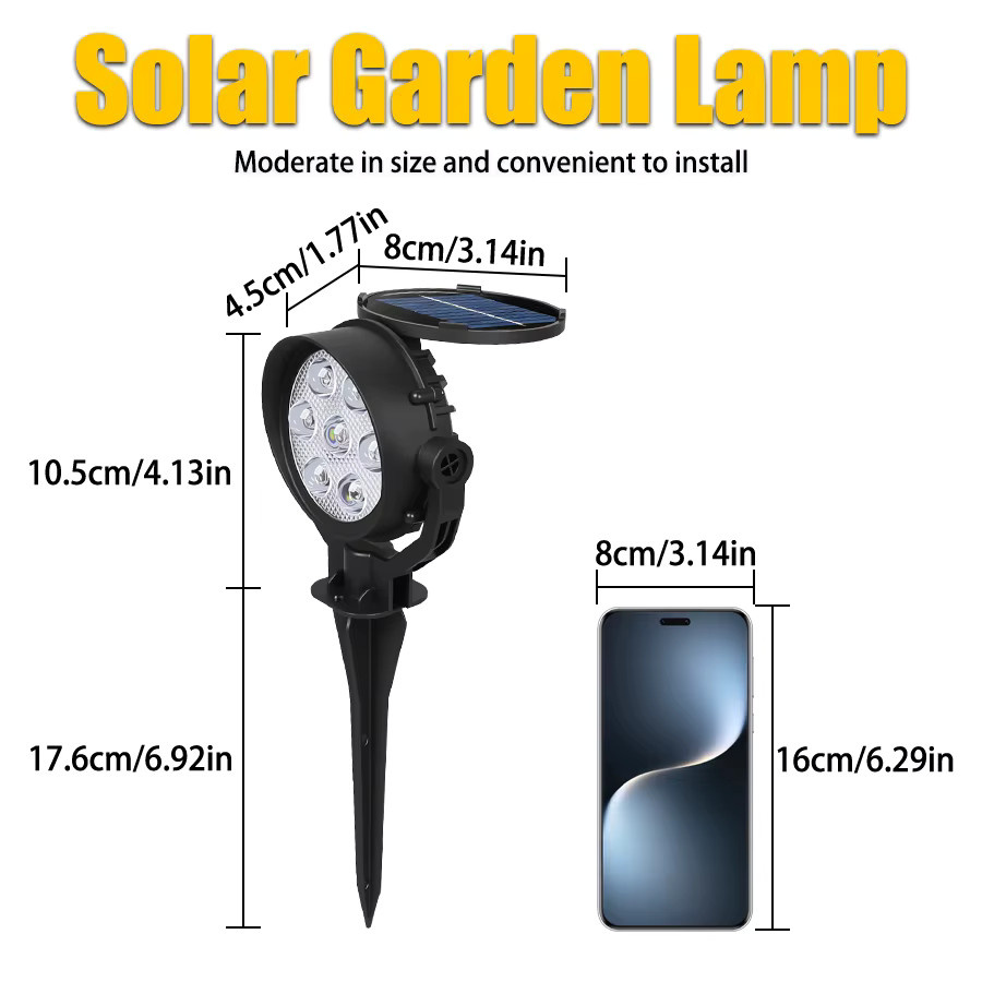 Heinast LED Solar Spot Lichter IP65 Wasserdicht, Schwarz, Einstellbare Helligkeit für Garten und Hof - Bild 6