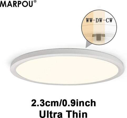 MARPOU LED-Deckenleuchte in Weiß, moderne runde und dimmbare Deckenlampe für Wohnzimmer und Schlafzimmer