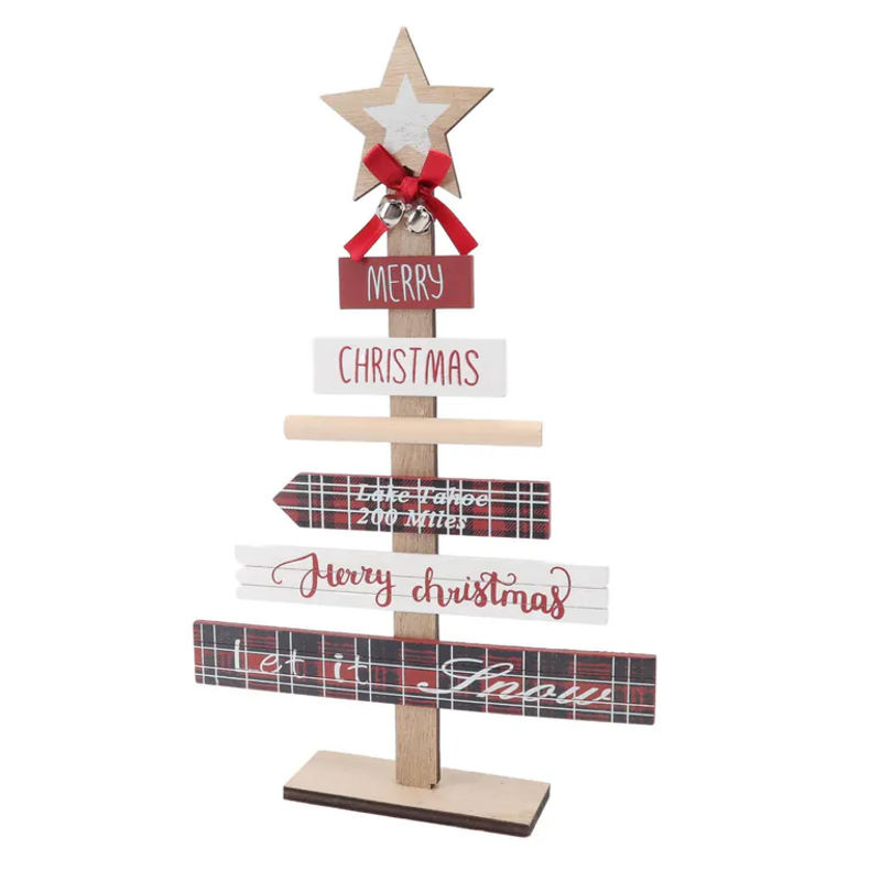 OutsideWorld Weihnachts-Tischschmuck Holzschild in Rot mit Sockel im Landhausstil - Bild 3