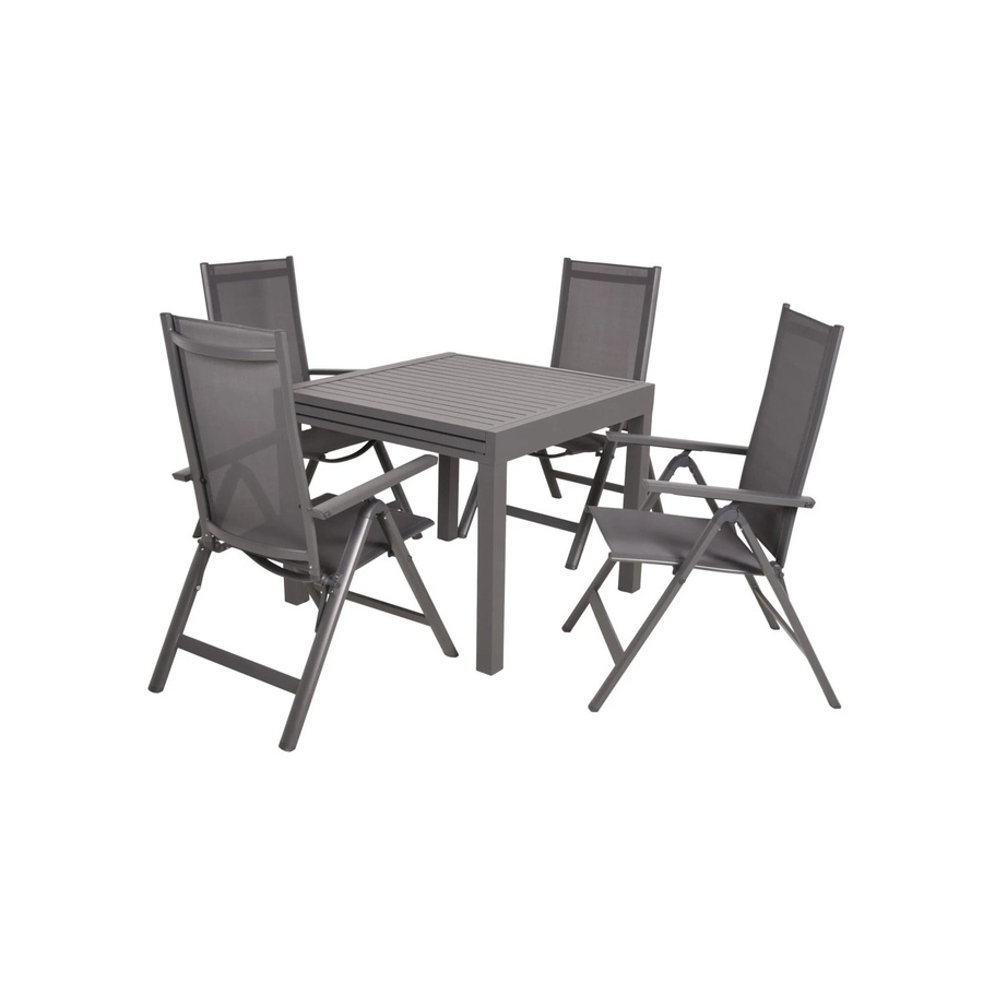 DELUKE Garten-Sitzgruppe TESSA 5-tlg. aus Aluminium und Kunststoffgewebe in Anthrazit - Bild 2