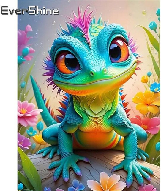 Evershine 5D Drache Diamant Malerei Tier Bild als Strass Stickerei Cartoon Wand Dekoration in Multicolour, B/H: 30 x 20 cm - Bild 1