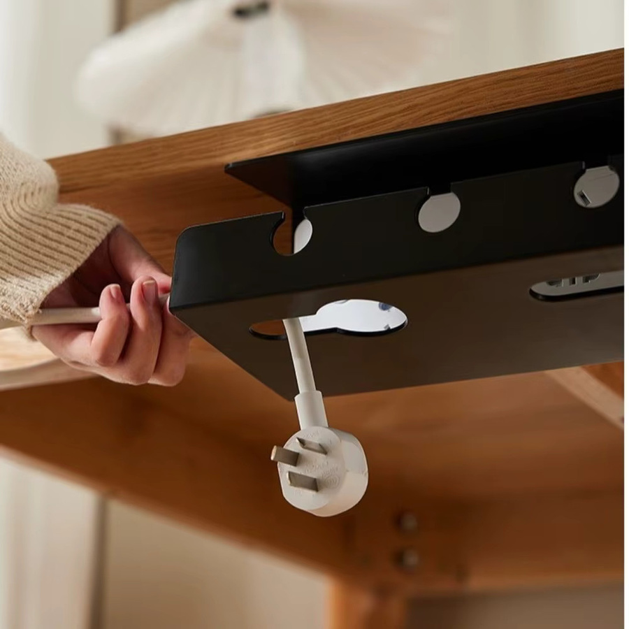 Robustes Kabelmanagement-Rack aus Metall für unter den Schreibtisch, Kabel-Organizer und Steckdosenleistenhalter ohne Bohren, erhältlich in Schwarz oder Weiß - Bild 2