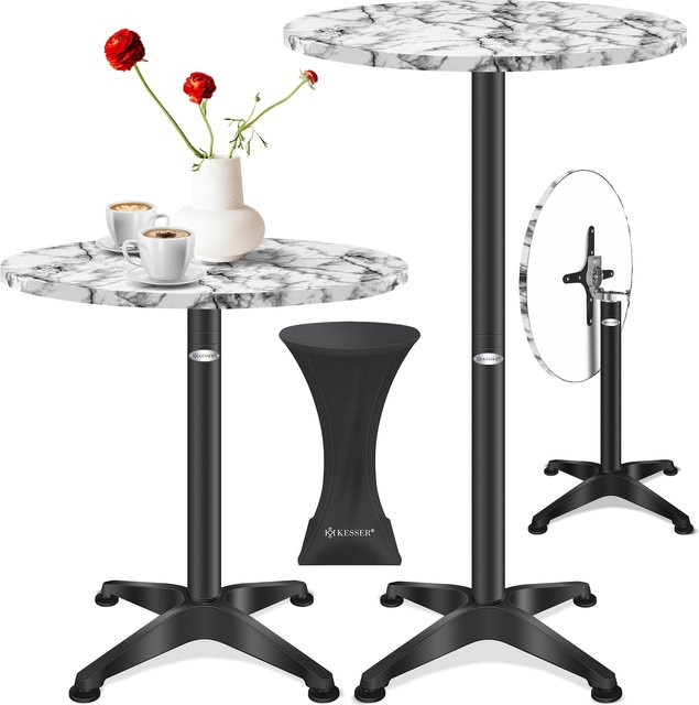 KESSER 2in1 Stehtisch klappbar aus Aluminium mit Edelstahlplatte, höhenverstellbar von 70 cm bis 115 cm, inkl. Regencover für In- & Outdoor - Bild 1