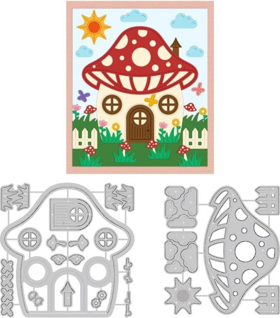 Pilz Haus Stanzform aus Kohlenstoffstahl für Kartenherstellung und Scrapbooking - Bild 1
