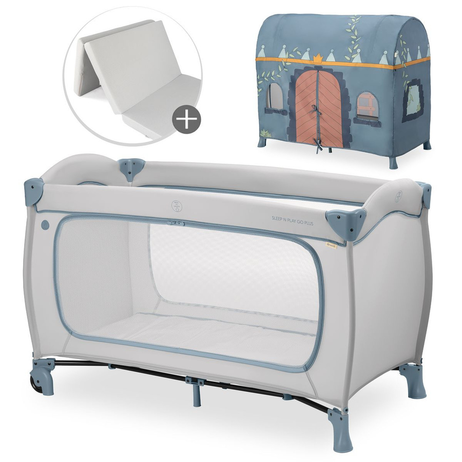 Hauck Reisebett Set Sleep N Play Go Plus inkl. Komfort Matratze und Spielzelt in Dusty Blue - Bild 1