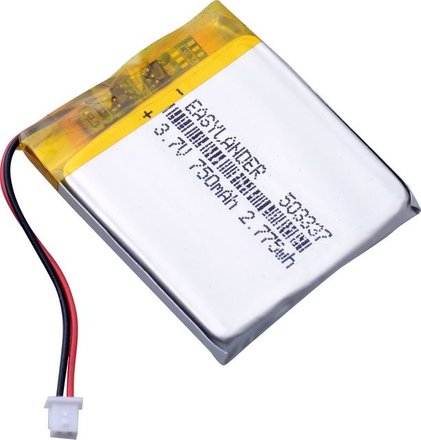 Easylander Wiederaufladbarer Lithium-Li-Ionen-Polymer-Akku 3,7V 750mAh in Silber für Babyphone, DVR, GPS und MP3/MP4 Player - Bild 1