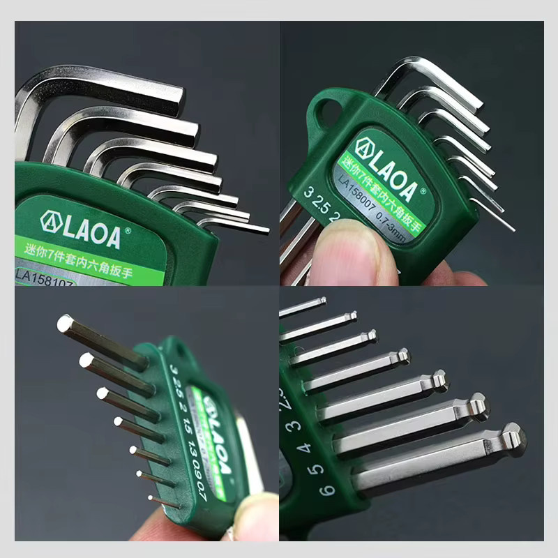 LAOA S2 Mini-Inbusschlüssel-Set aus legiertem Stahl für Präzisionsarbeiten mit den Größen 0,7 mm, 0,9 mm, 1,3 mm, 1,5 mm, 2 mm, 2,5 mm und 3 mm - Bild 1