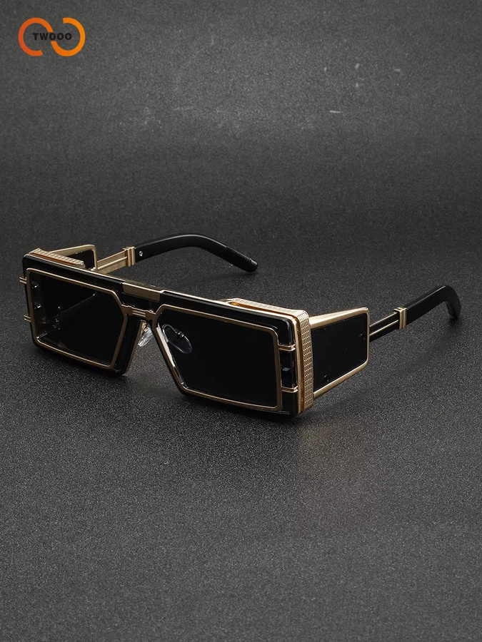 TWOOO Sonnenbrille, Rechteckig, Vollrand, Metall, Unisex, Schwarz - Bild 5