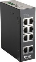 D-Link DIS-100E-8W Unmanaged Switch mit 8 x 10/100 Mbit/s Ethernet-Ports, Schwarz, DIN-Schiene und Wandmontage - Bild 1