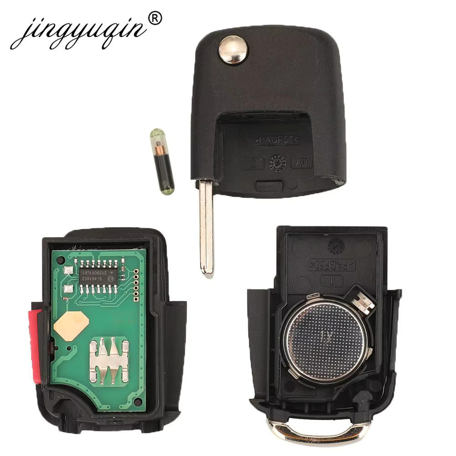 Jingyuqin Flip Key Fernbedienung 315MHz ID48 für Volkswagen VW Golf EOS GTI Jetta in Schwarz - Bild 4