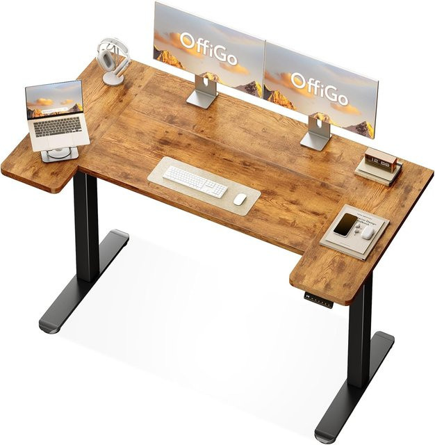 Offigo Elektrischer Höhenverstellbarer Schreibtisch in Vintagebraun mit Speicherfunktion, B/T: 140 x 70 cm - Bild 1