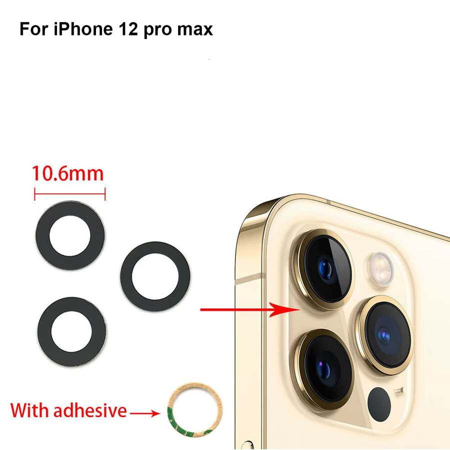 10 Stück Rückfahrkamera Objektivglas Ersatzset für Apple iPhone 15 14 13 12 11 Pro Max XR XS 7 8 Plus als Rückseiten Glasabdeckung Aufkleber - Bild 2