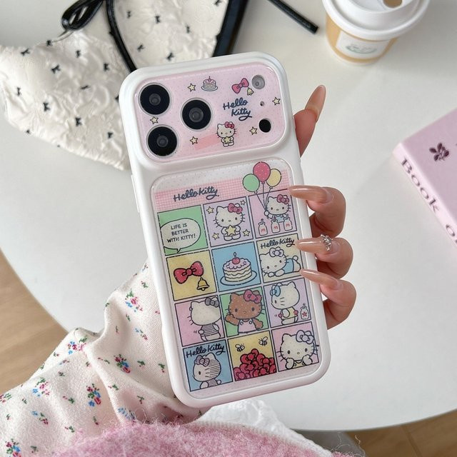Sanrio Handyhülle Rosa Gitter-Kuchen-Design für iPhone 15 Pro Max 16 Pro Max 17 Pro Max Stoßfeste Schutzhülle - Bild 1