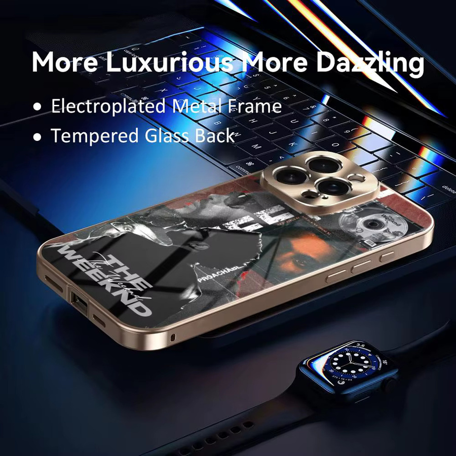 The Weeknd Singer Handyhülle für Apple iPhone 17 16 15 14 13 12 Pro Max Plus mit galvanisiertem Metall-Bumper in Multicolour, stoßfeste Schutzhülle - Bild 3