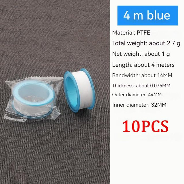 10er Set Yiran Bag PTFE Dichtband Grau, wasserdichtes Gewindedichtband für Sanitärarmaturen und Reparaturen, Breite: 14 mm - Bild 1