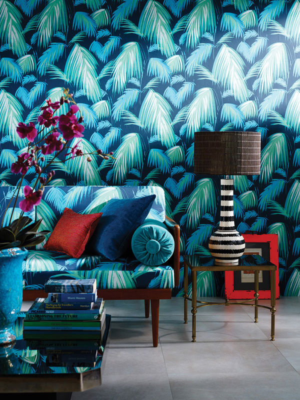 Osborne & Little Matthew Williamson Tapete Tropicana Botanical Floral in Petrol und Türkis - Bild 2