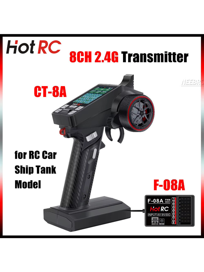 HotRC CT-8A Fernbedienung Sender mit Empfänger, black - Bild 3
