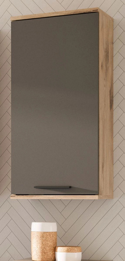 Inn.Furn Badezimmer Hängeschrank Tomaso in Eiche und Grau mit Soft-Close, B: 37 cm, H: 77 cm - Bild 1