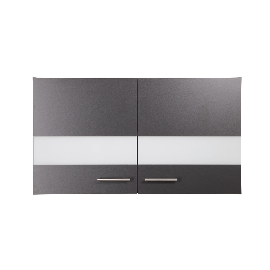 Respekta Küchen-Oberschrank Merle grau mit Glastüren und Soft-Close-Funktion, B/H/T: 100 x 56,1 x 34,6 cm - Bild 2