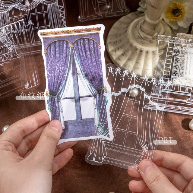 10 Blatt Vintage-Vorhangaufkleber im nordischen Design, minimalistische Retro-Ästhetik in Mehrfarben, abziehbare Papieraufkleber für handgefertigte Karten - Bild 1