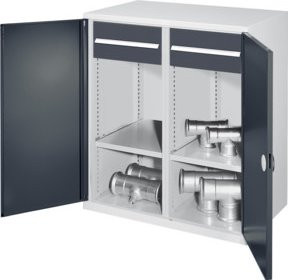 Kappes Schwerlastbeistellschrank Mod. 76 mit Doppelwandtüren, Schubladen und Schloss, Farbe: Grau, B/T/H: 60 x 60 x 111 cm - Bild 1
