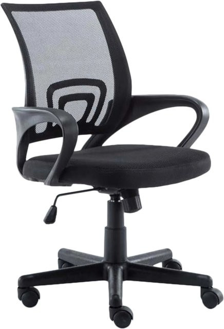 DELUKE Bürostuhl PARIS in Schwarz aus Kunstleder mit Kunststoffgestell, Ergonomischer Homeoffice Stuhl, B/T/H: 88 x 56 x 54 cm - Bild 1