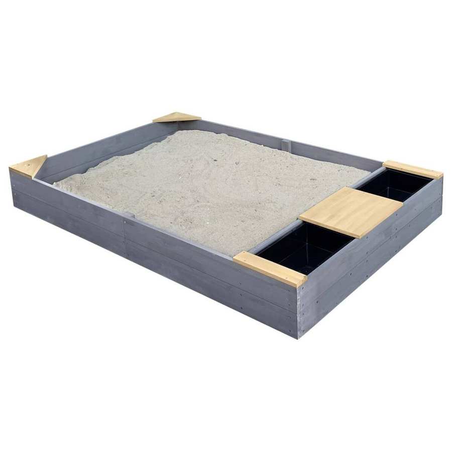AXI Sandkasten Kelly aus Hemlock-Holz mit Bank in Grau Braun, B/T/H: 115 x 21,8 x 180 cm - Bild 2