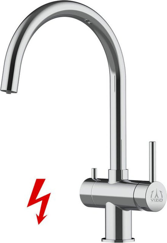 VIZIO Küchenarmatur aus Edelstahl mit 3-Wege-Niederdruck-Funktion, 360 Grad schwenkbarem U-Auslauf und Hochglanz-Finish in Chrom/Bunt, Modernes Design - Bild 1