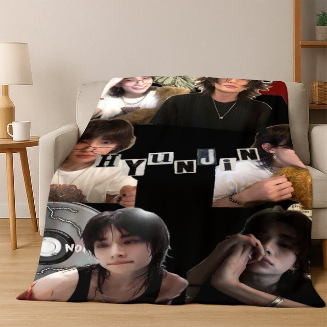 Potdemiel Hyunjin Kpop Stray Kids Flanell-Decke, ultraweich und warm, Multicolor, B/T: 150 x 200 cm - Bild 1