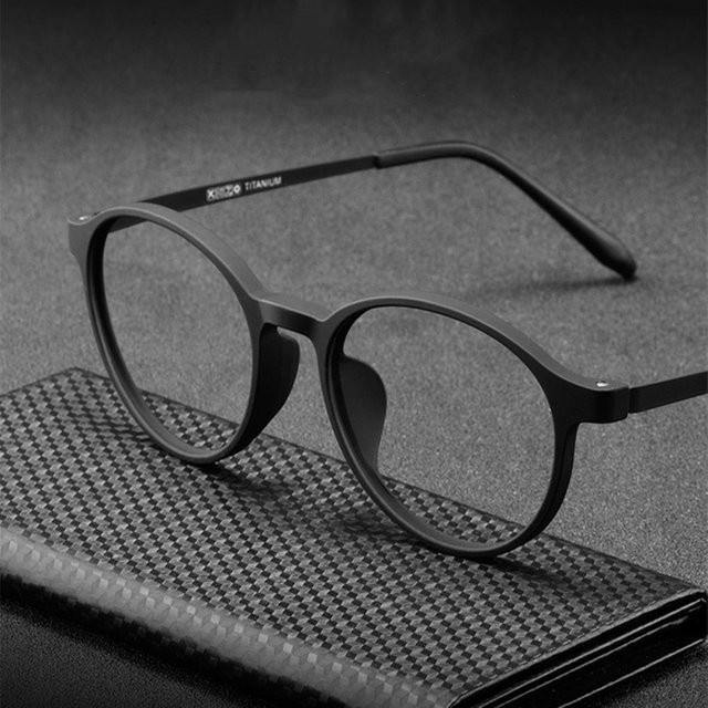 KOCOLIOR Lesebrille, rund, Vollrand, Titan, Gummi, schwarz, Unisex - Bild 1