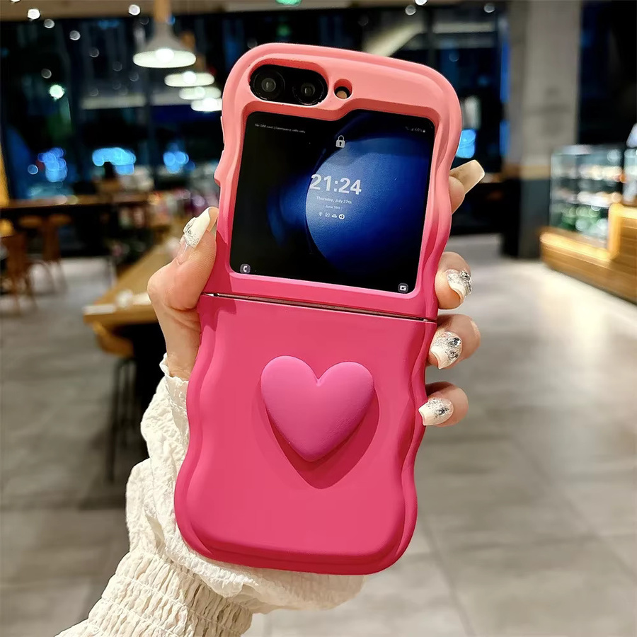 Weiche TPU Handyhülle mit Farbverlauf und Herz-Wellen-Design für Samsung Galaxy Z Flip 6 5G, Z Flip 5 5G, Z Flip 4 5G und Z Flip 3 5G in Blau und Grün - Bild 3