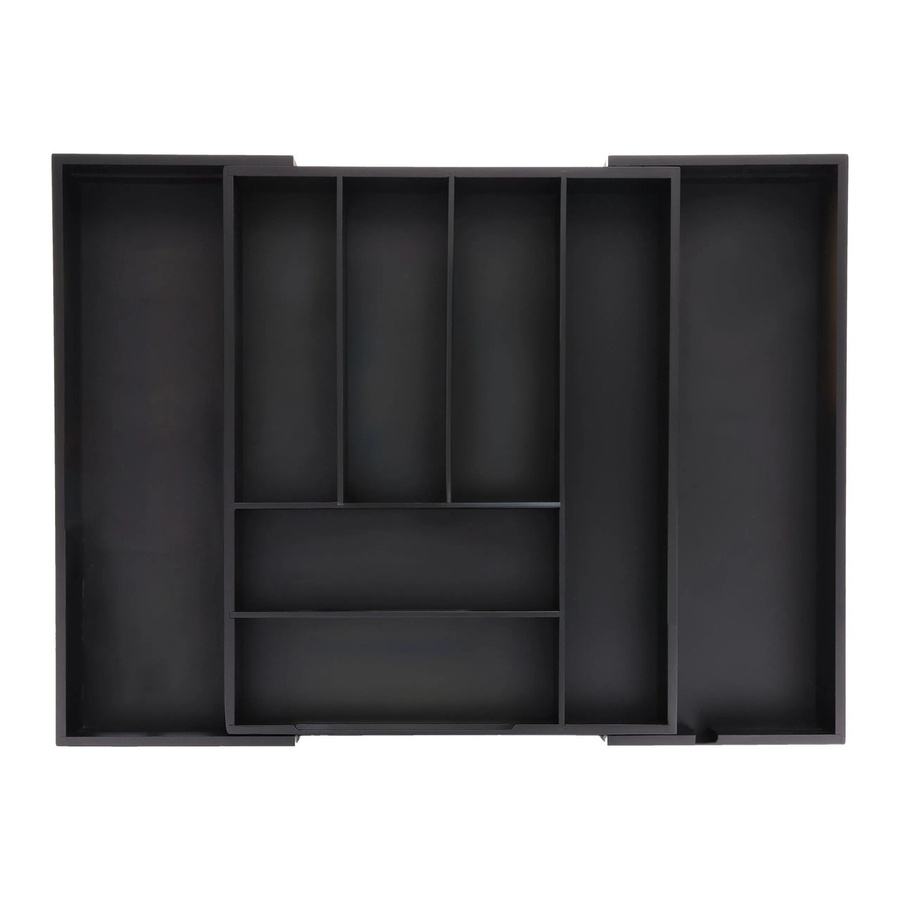 Relaxdays Besteckkasten aus Bambus und MDF, Schwarz, Ausziehbar, B/T/H: 43,5 x 35 x 6,5 cm - Bild 2