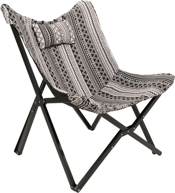 Lesli Relaxsessel in Schwarz und Weiß mit geometrischem Boho-Design für Garten, Balkon und Terrasse - Bild 1