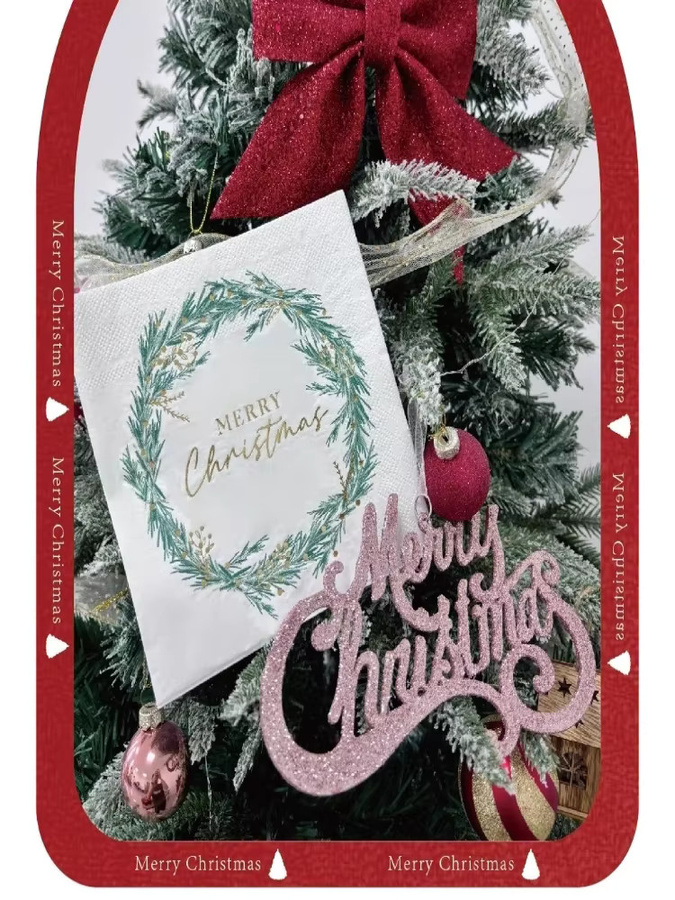 GUANYAO Weihnachtskranz Servietten mit Goldprägung, 16 Stück, Weiß/Gold, B: 33 cm, 3-lagig - Bild 7