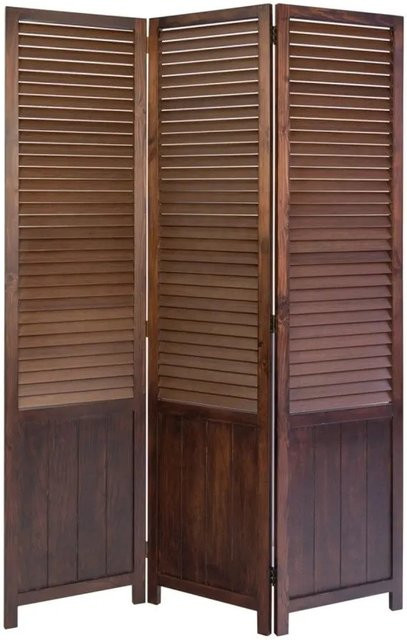 Homestyle4u 3-tlg. Paravent in Braun mit Lamellenoptik aus Holz, Breite: 120 cm, Höhe: 170 cm - Bild 1