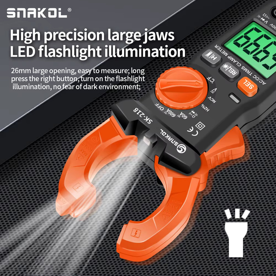 SNAKOL SK218 Digitalmultimeter Stromzangenmessgerät True RMS AC/DC Amperemeter in Orange - Bild 4