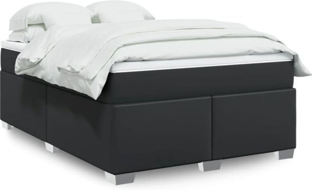 Vidaxl Boxspringbett mit Matratze in Schwarz aus Kunstleder, B/B/H: 160 x 200 cm - Bild 1
