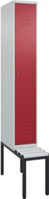 C+P Spind Classic PLUS Garderobenschrank mit Sitzbank, 1 Abteil, Lichtgrau, B/T/H: 212,0 x 30,0 x 81,5 cm - Bild 1