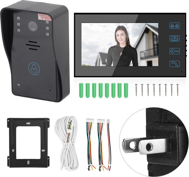 GoolRC Video-Gegensprechanlage mit 7 Zoll Touch-Display, Regensicher und Nachtsicht, High Definition 1000 Zeilen, Farbe: Schwarz - Bild 1