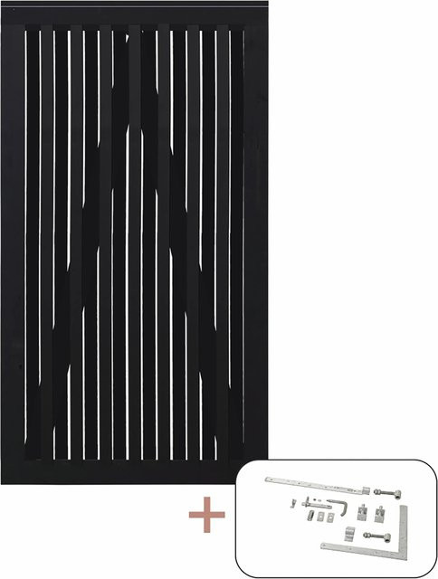 Plus Holz Einzeltor Nagano aus Nadelholz in Schwarz, Breite: 100 cm, Höhe: 180 cm - Bild 1