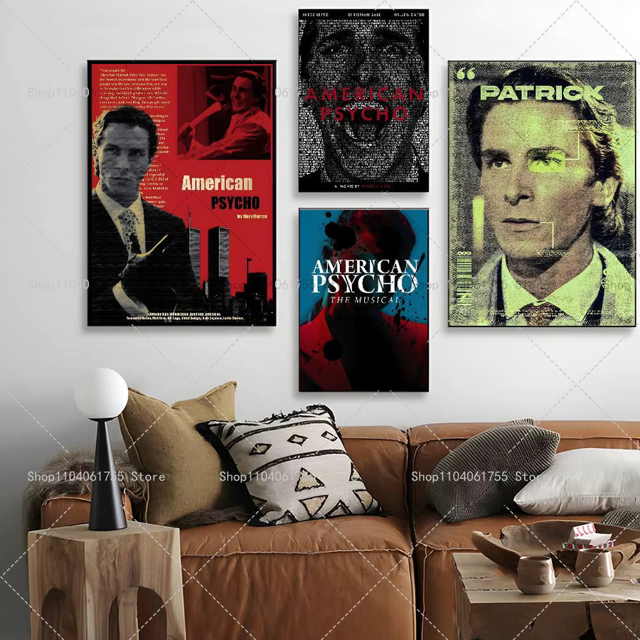 Retro Film Poster Psycho selbstklebender wasserfester Kunstdruck auf Papier, Wanddekoration Mehrfarbig - Bild 3