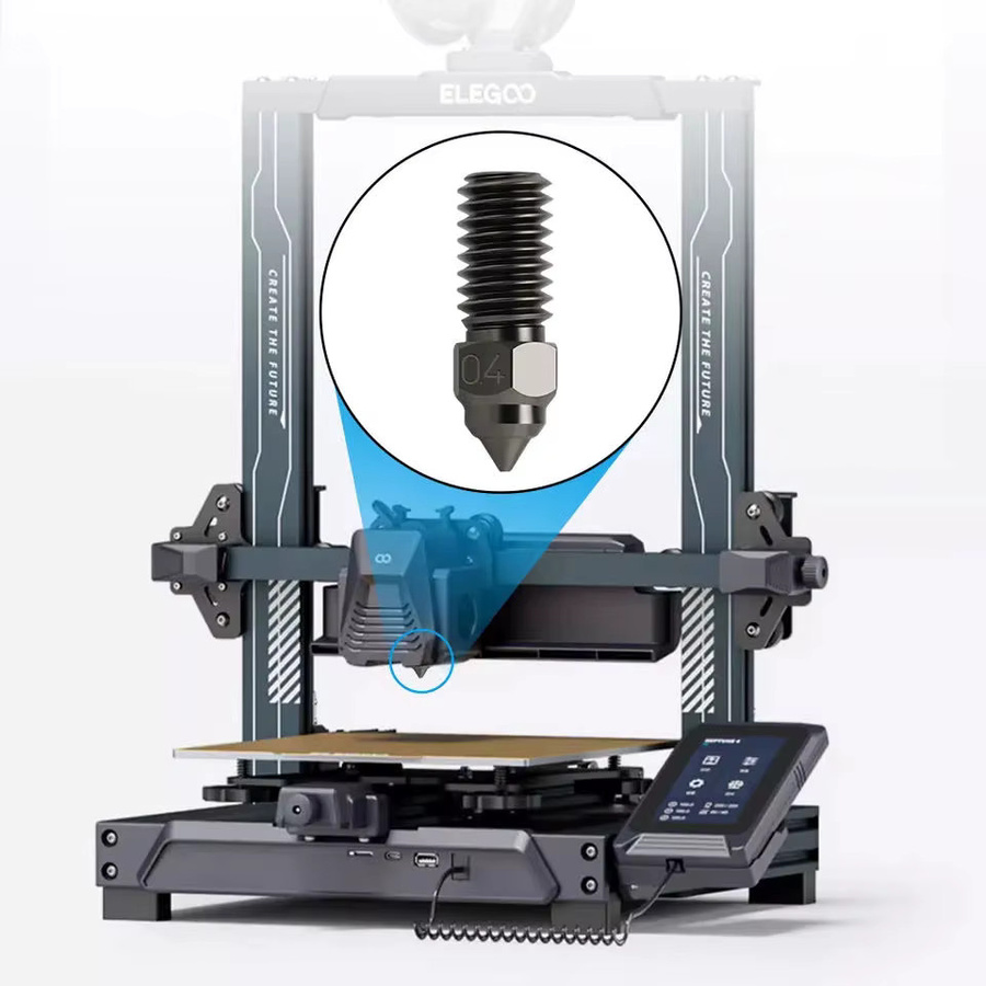 ELEGOO Neptune 4 Hochgeschwindigkeitsdüsen aus Messing und Edelstahl für Elegoo Neptune 4 Pro, Durchmesser: 0,2 mm, 0,4 mm, 0,6 mm, 0,8 mm - Bild 3