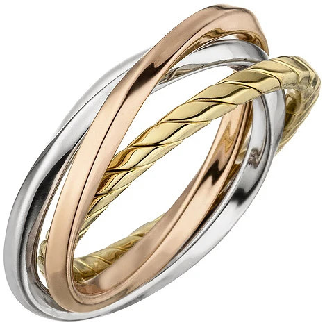 Colfem Ring Damen, 925 Silber, tricolor, Ringgröße 60 - Bild 1