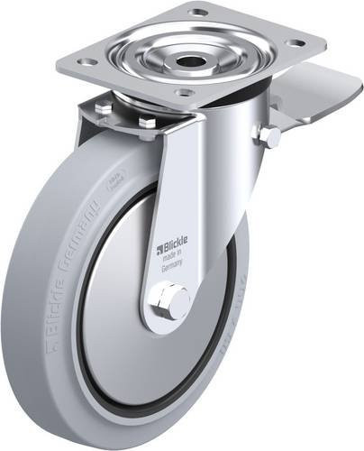 Blickle Lenkrolle L-POEV 200R-ST-SG-FA mit Feststeller in Grau und Schwarz, Rad-Durchmesser: 20 cm, Tragfähigkeit: 400 kg - Bild 1