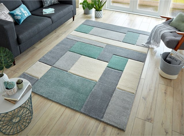 Geometrischer Teppich Kadima Design in Grün-Grau, B: 200 cm, T: 290 cm - Bild 1